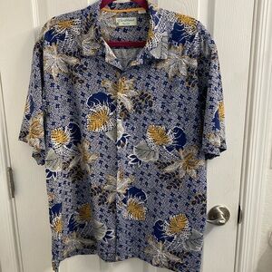 CARIBBEAN Men's 100% Pure Silk Hawaiian Shirt Size XL- Hit the Beach!